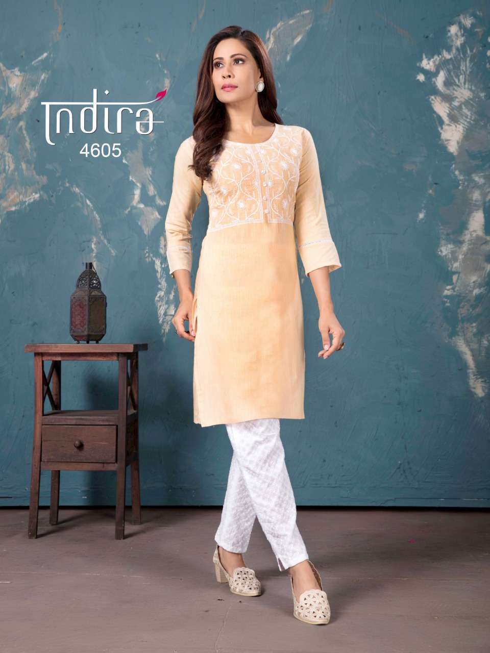 THE SPRING VOL-2 BY INDIRA 4601 TO 4606 SERIES DESIGNER STYLISH FANCY COLORFUL BEAUTIFUL PARTY WEAR & ETHNIC WEAR COLLECTION HEAVY COTTON EMBROIDERY KURTIS WITH BOTTOM AT WHOLESALE PRICE