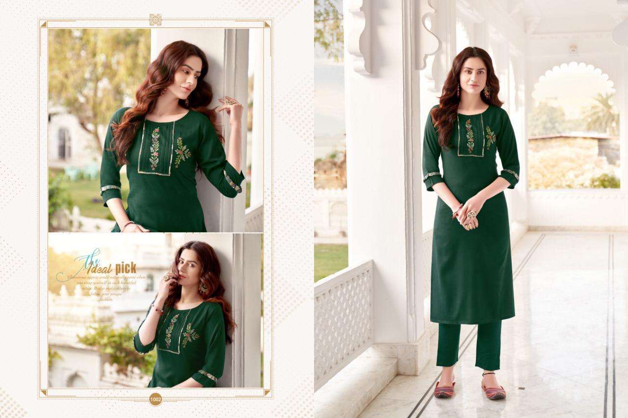 NAMYA VOL-1 BY KAJRI STYLE 1001 TO 1008 SERIES DESIGNER STYLISH FANCY COLORFUL BEAUTIFUL PARTY WEAR & ETHNIC WEAR COLLECTION HEAVY RUBY SLUB WITH WORK KURTIS WITH BOTTOM AT WHOLESALE PRICE
