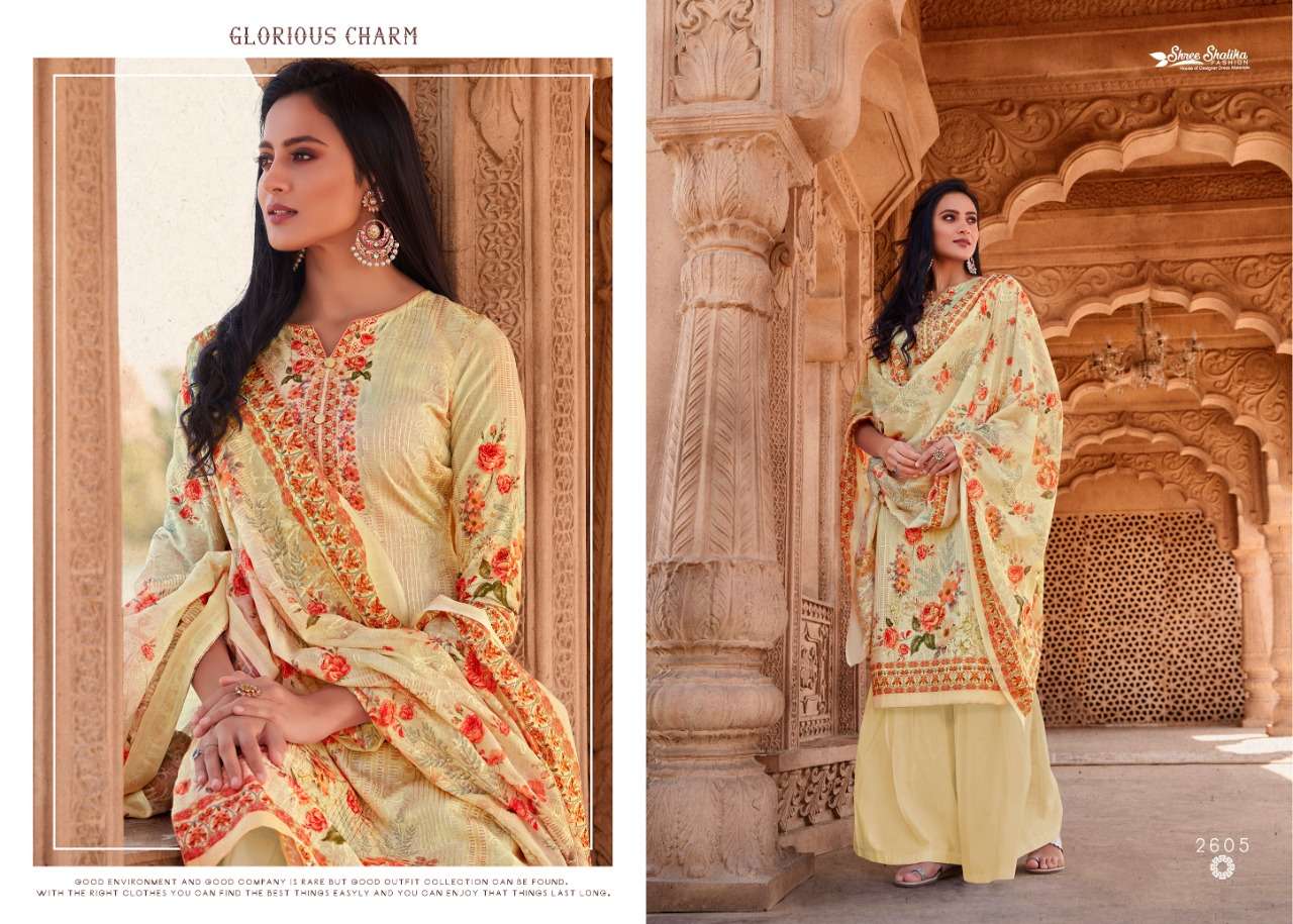 SHALIKA VOL-69 BY SHREE SHALIKA FASHION 2601 TO 2608 SERIES BEAUTIFUL STYLISH SUITS FANCY COLORFUL CASUAL WEAR & ETHNIC WEAR & READY TO WEAR COTTON DIGITAL PRINT WITH AARI WORK DRESSES AT WHOLESALE PRICE