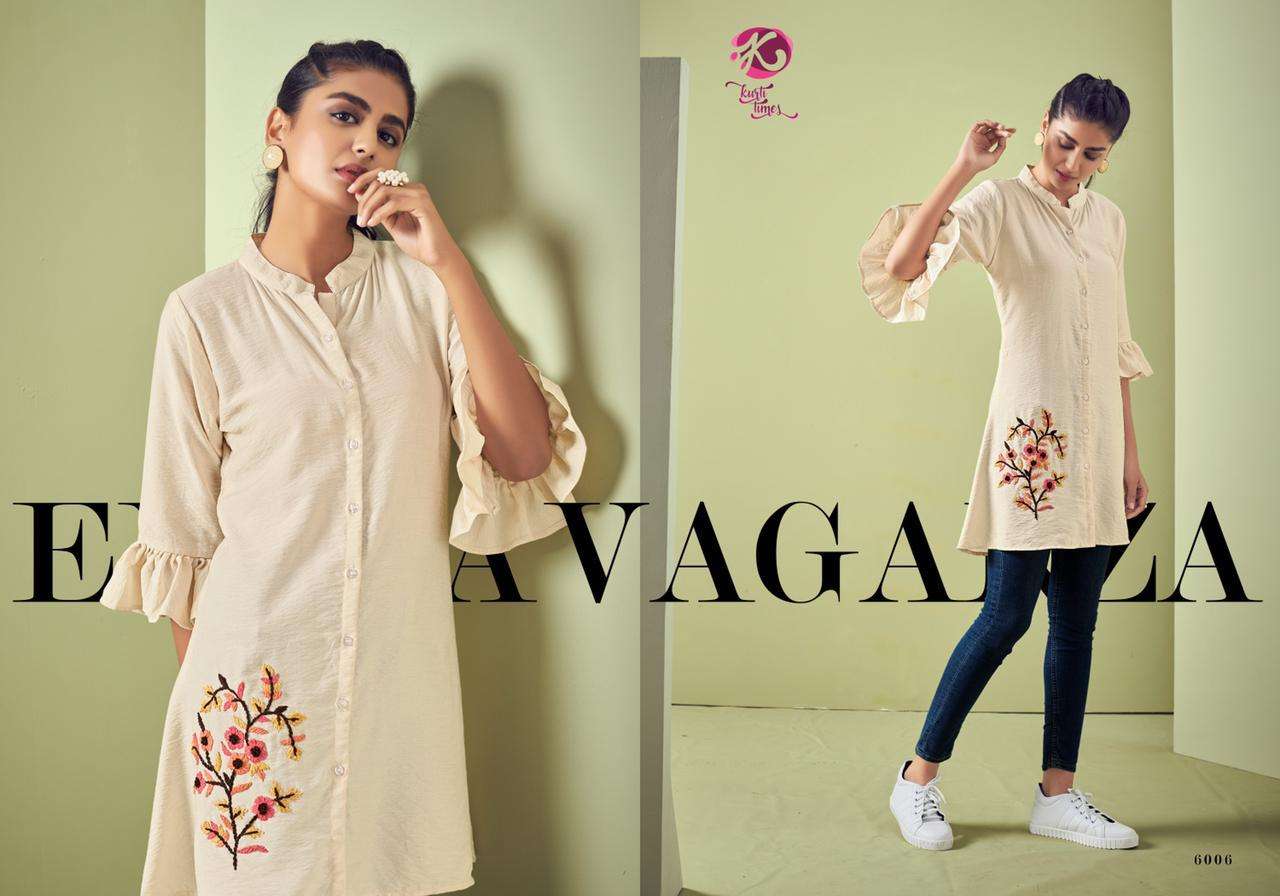 ORCHID VOL-2 BY KURTI TIMES 6006 TO 6010 SERIES BEAUTIFUL STYLISH FANCY COLORFUL CASUAL WEAR & ETHNIC WEAR & READY TO WEAR VISCOSE EMBROIDERED KURTIS AT WHOLESALE PRICE