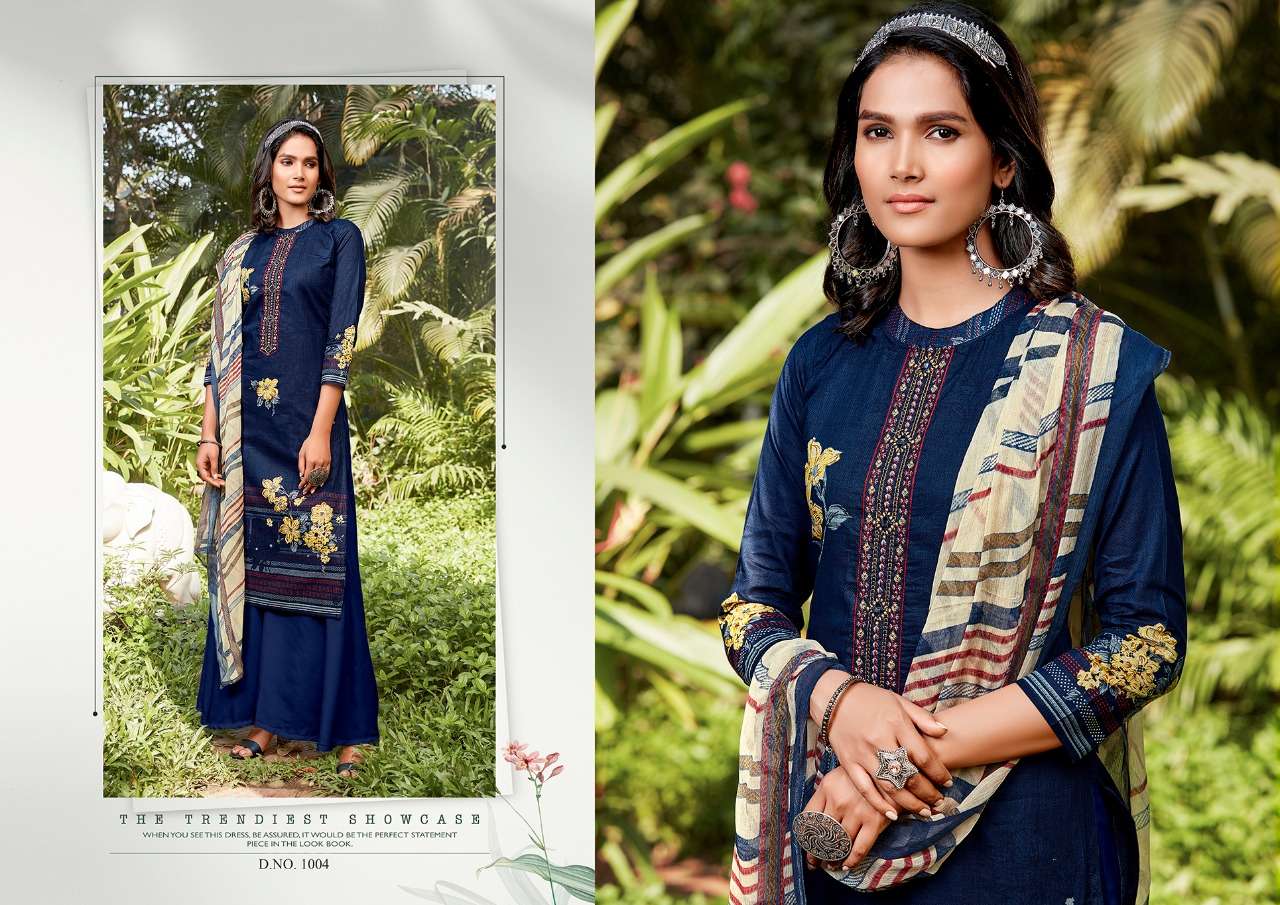 RAAZI BY KESARIYA 1001 TO 1008 SERIES BEAUTIFUL SUITS COLORFUL STYLISH FANCY CASUAL WEAR & ETHNIC WEAR PURE CAMBRIC DIGITAL PRINT WITH EMBROIDERY WORK DRESSES AT WHOLESALE PRICE