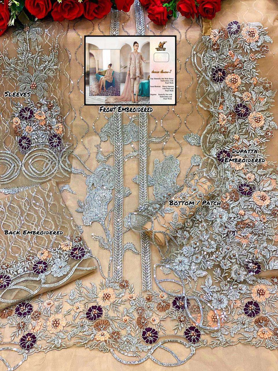 ANNUS ABRAR 7 COLOR BY KAINAT FAB BEAUTIFUL STYLISH SUITS FANCY COLORFUL CASUAL WEAR & ETHNIC WEAR & READY TO WEAR BUTTERFLY NET EMBROIDERY DRESSES AT WHOLESALE PRICE