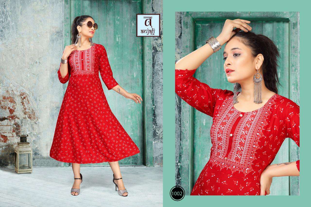 LIBAS BY ANJALI NX 1001 TO 1008 SERIES DESIGNER STYLISH FANCY COLORFUL BEAUTIFUL PARTY WEAR & ETHNIC WEAR COLLECTION RAYON PRINT KURTIS AT WHOLESALE PRICE