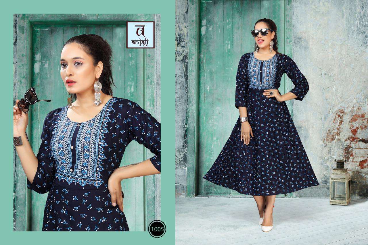 LIBAS BY ANJALI NX 1001 TO 1008 SERIES DESIGNER STYLISH FANCY COLORFUL BEAUTIFUL PARTY WEAR & ETHNIC WEAR COLLECTION RAYON PRINT KURTIS AT WHOLESALE PRICE