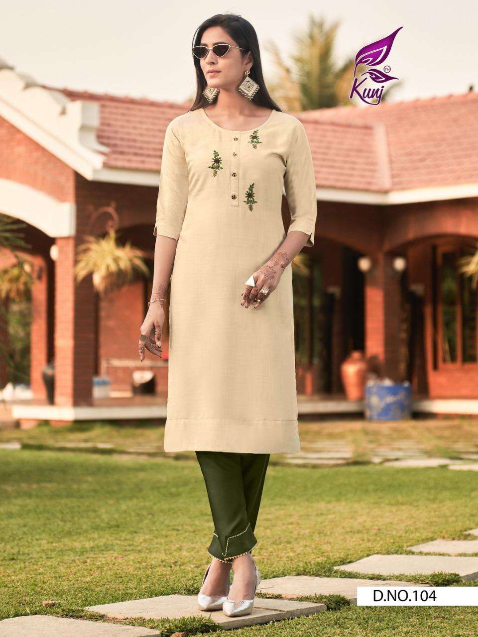ICE CANDY VOL-1 BY KUNJ 101 TO 108 SERIES DESIGNER STYLISH FANCY COLORFUL BEAUTIFUL PARTY WEAR & ETHNIC WEAR COLLECTION RAYON SLUB KURTIS WITH BOTTOM AT WHOLESALE PRICE