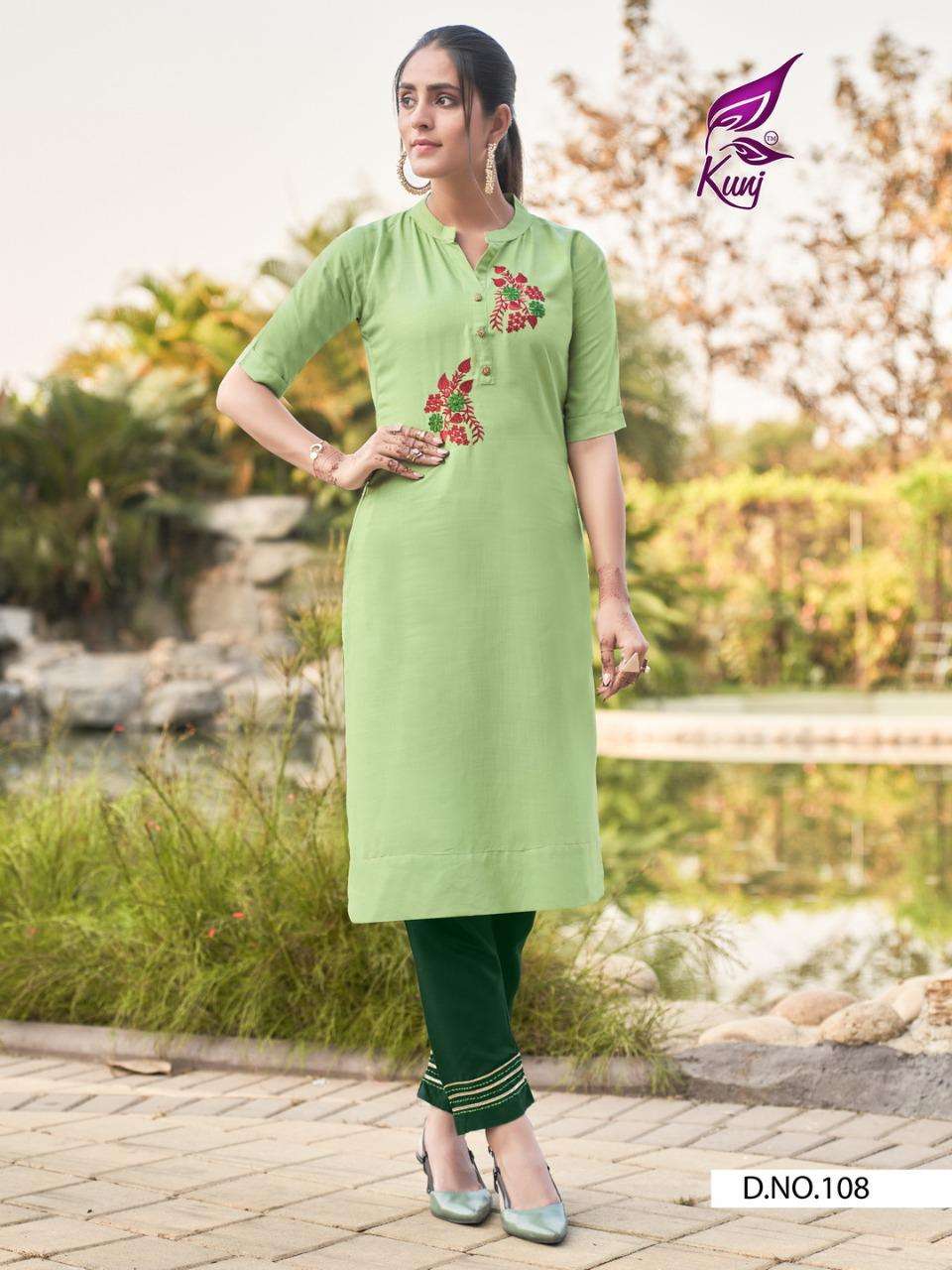 ICE CANDY VOL-1 BY KUNJ 101 TO 108 SERIES DESIGNER STYLISH FANCY COLORFUL BEAUTIFUL PARTY WEAR & ETHNIC WEAR COLLECTION RAYON SLUB KURTIS WITH BOTTOM AT WHOLESALE PRICE