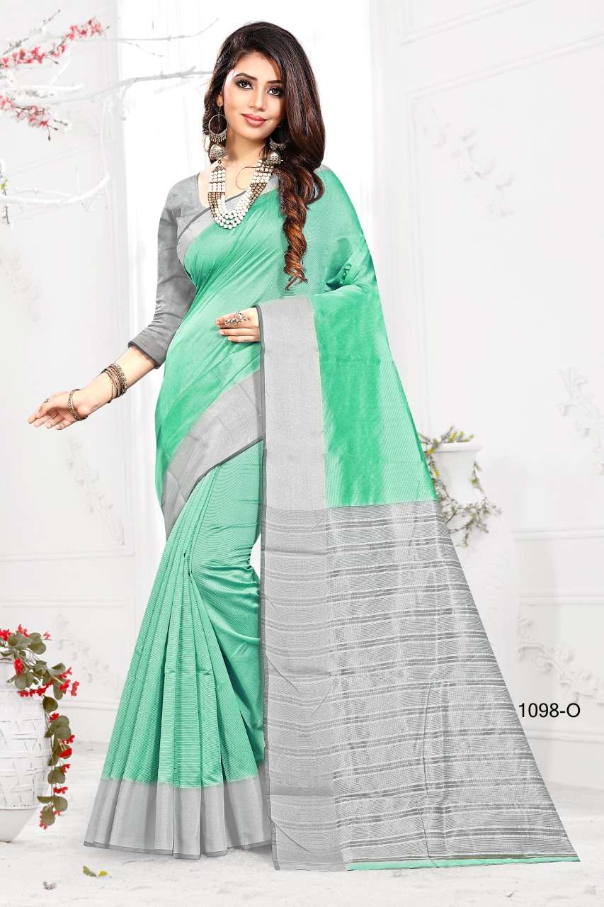 1098 BY SHREE MATARAM 1098-A TO 1098-X SERIES INDIAN TRADITIONAL WEAR COLLECTION BEAUTIFUL STYLISH FANCY COLORFUL PARTY WEAR & OCCASIONAL WEAR COTTON SILK SAREES AT WHOLESALE PRICE