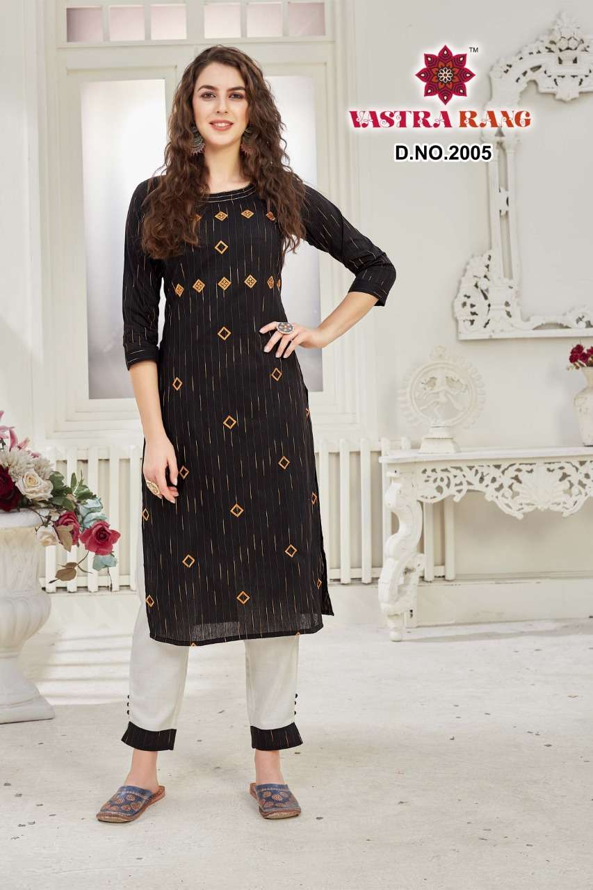 LEELA VOL-2 BY VASTRA RANG 2001 TO 2006 SERIES DESIGNER STYLISH FANCY COLORFUL BEAUTIFUL PARTY WEAR & ETHNIC WEAR COLLECTION PURE COTTON EMBROIDERY KURTIS WITH BOTTOM AT WHOLESALE PRICE