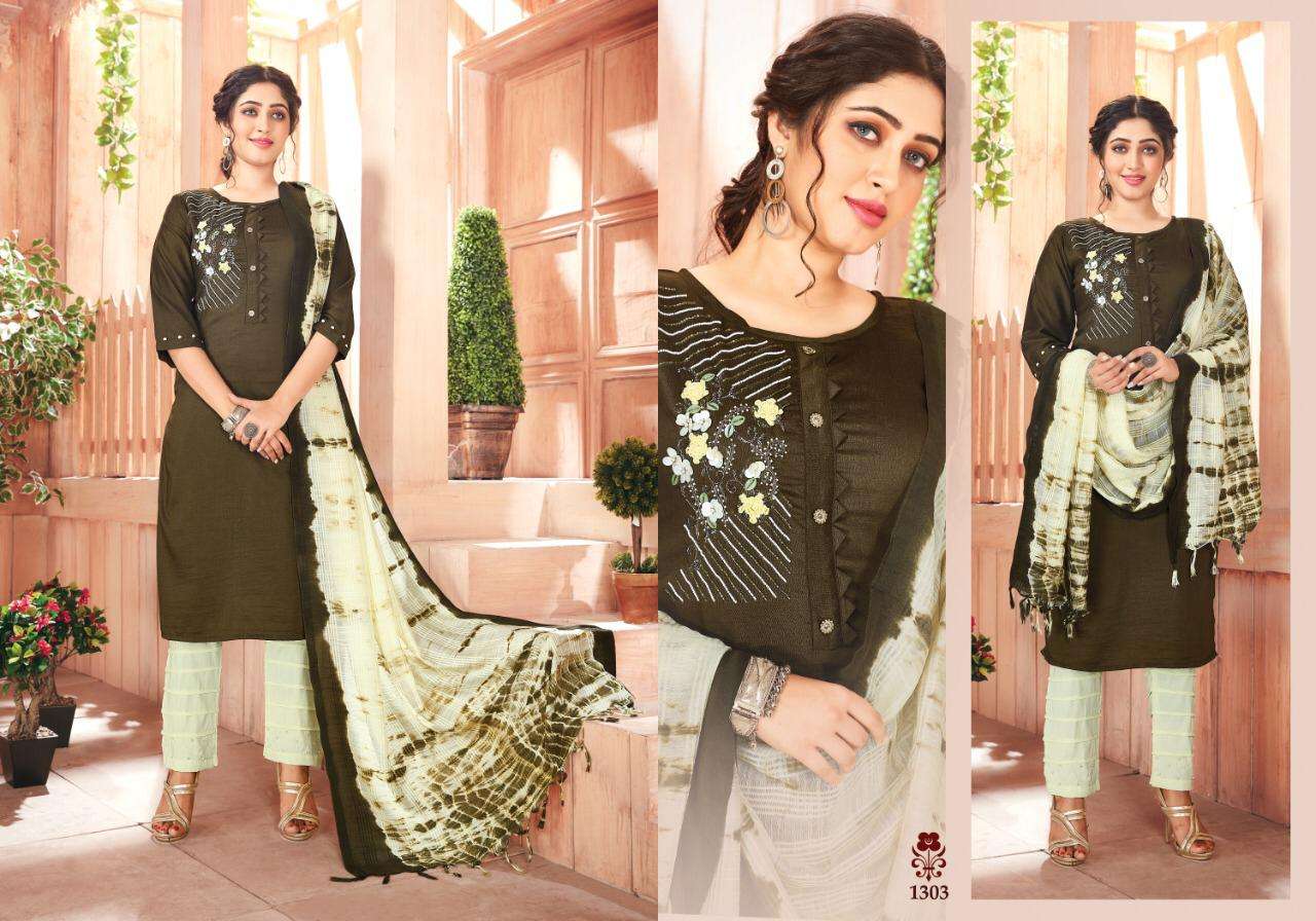 PADMINI VOL-4 BY ARION 1301 TO 1305 DESIGNER SUITS BEAUTIFUL STYLISH FANCY COLORFUL PARTY WEAR & ETHNIC WEAR CHINNON EMBROIDERY DRESSES AT WHOLESALE PRICE