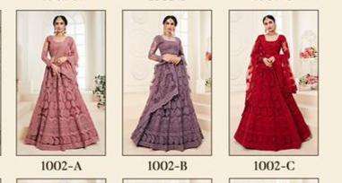 Alizeh 1002 Colours By Alizeh 1002-A To 1002-C Series Beautiful Colorful Fancy Wedding Collection Occasional Wear & Party Wear Net With Silk Satin Embroidery Lehengas At Wholesale Price