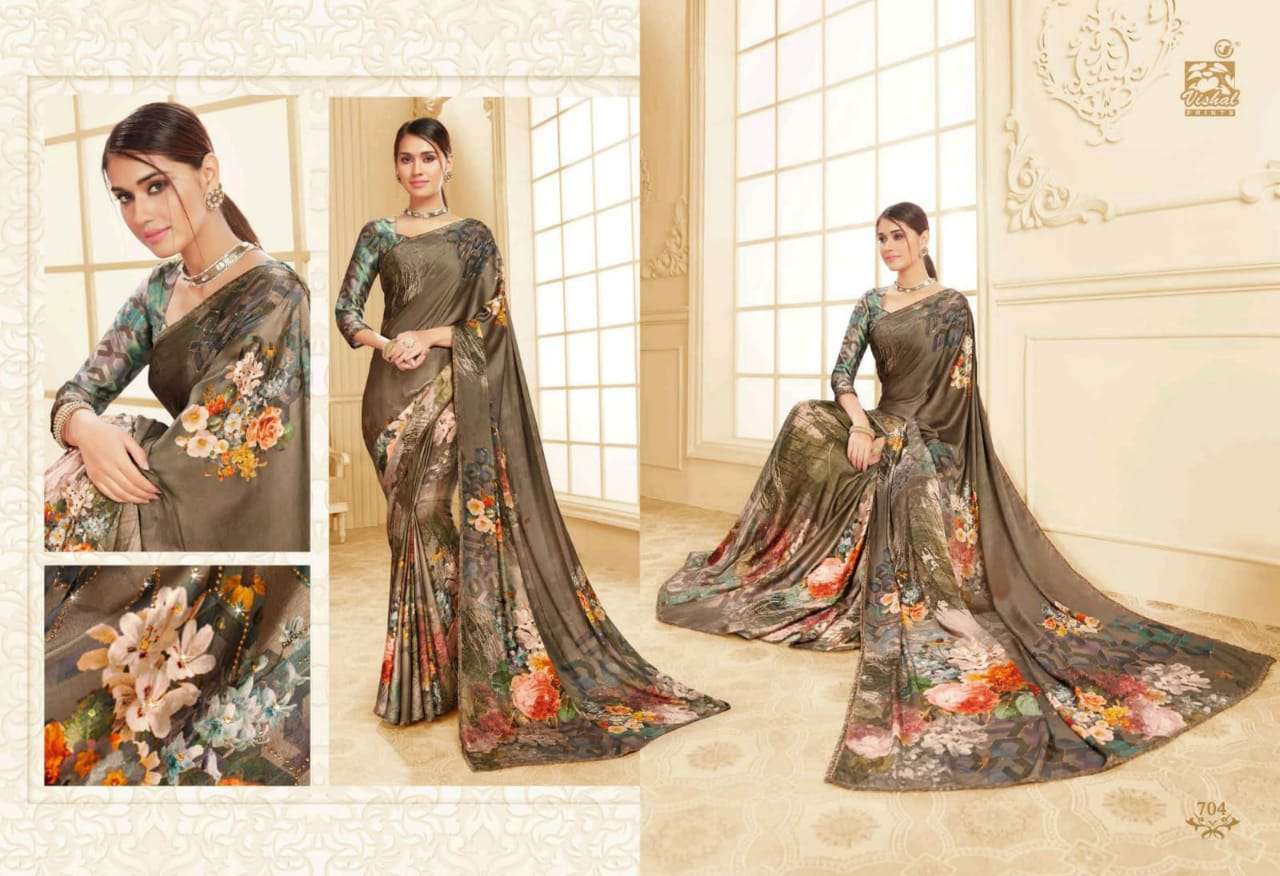 DAMORE VOL-16 BY VISHAL PRINTS 702 TO 719 SERIES INDIAN TRADITIONAL WEAR COLLECTION BEAUTIFUL STYLISH FANCY COLORFUL PARTY WEAR & OCCASIONAL WEAR SATIN GEORGETTE SAREES AT WHOLESALE PRICE