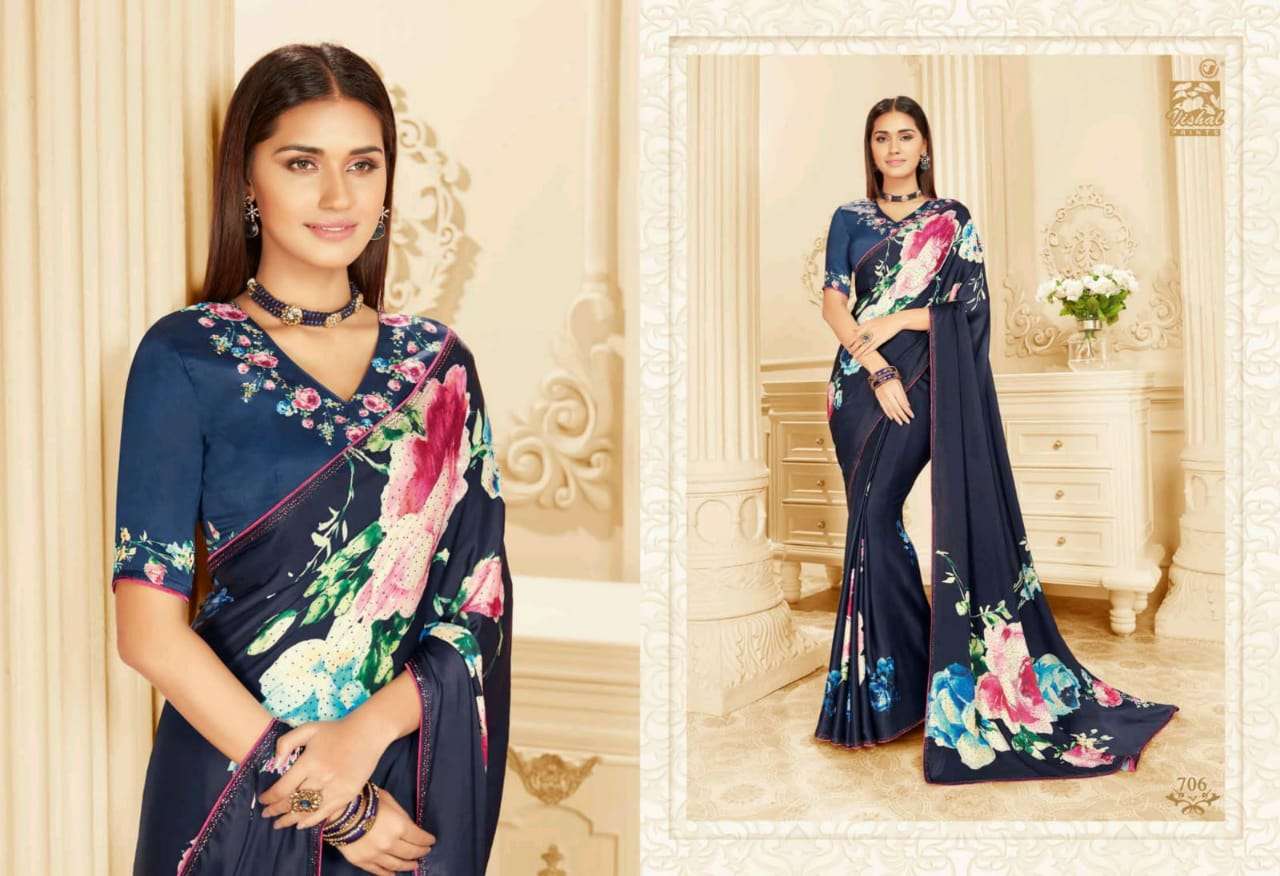 DAMORE VOL-16 BY VISHAL PRINTS 702 TO 719 SERIES INDIAN TRADITIONAL WEAR COLLECTION BEAUTIFUL STYLISH FANCY COLORFUL PARTY WEAR & OCCASIONAL WEAR SATIN GEORGETTE SAREES AT WHOLESALE PRICE