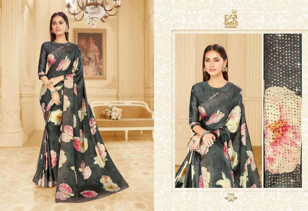 DAMORE VOL-16 BY VISHAL PRINTS 702 TO 719 SERIES INDIAN TRADITIONAL WEAR COLLECTION BEAUTIFUL STYLISH FANCY COLORFUL PARTY WEAR & OCCASIONAL WEAR SATIN GEORGETTE SAREES AT WHOLESALE PRICE