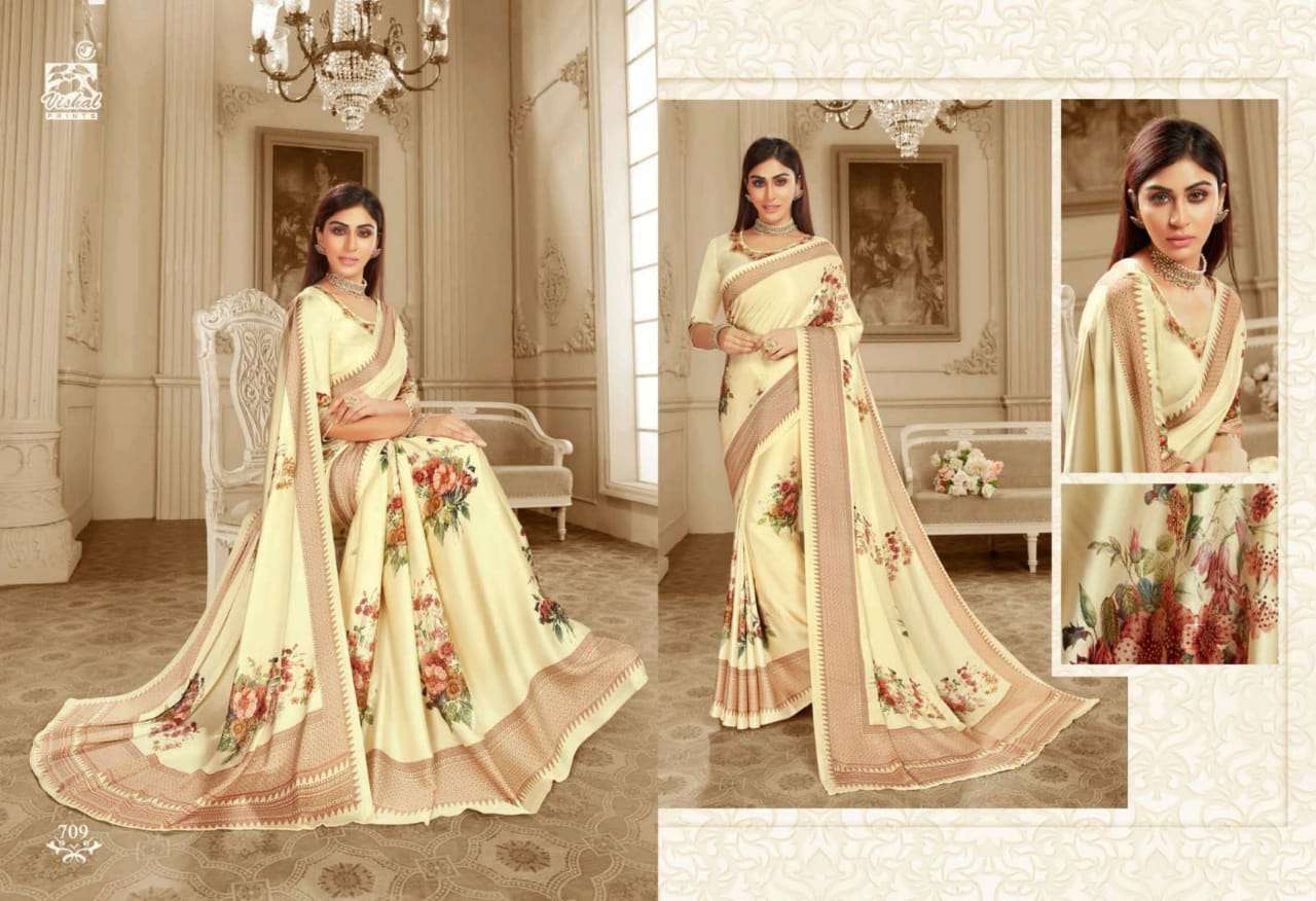 DAMORE VOL-16 BY VISHAL PRINTS 702 TO 719 SERIES INDIAN TRADITIONAL WEAR COLLECTION BEAUTIFUL STYLISH FANCY COLORFUL PARTY WEAR & OCCASIONAL WEAR SATIN GEORGETTE SAREES AT WHOLESALE PRICE