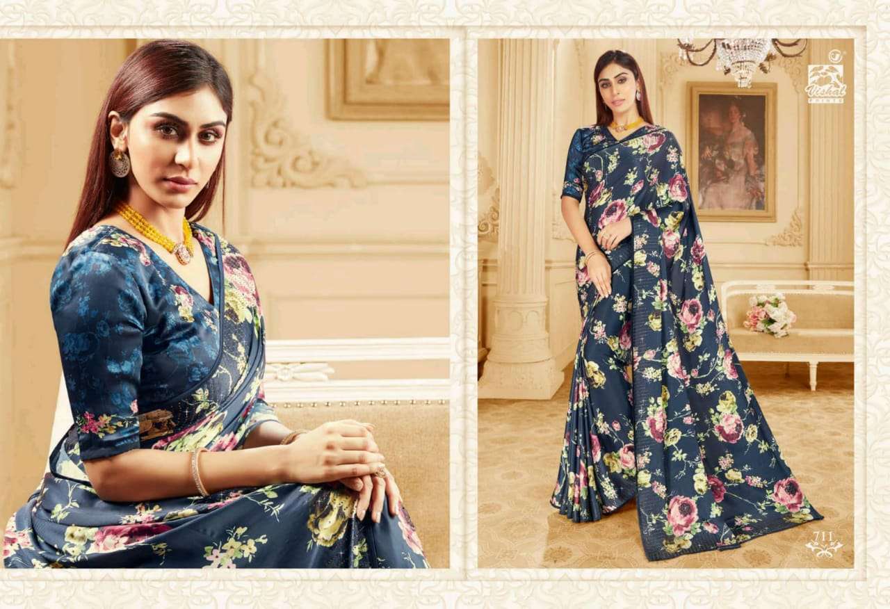 DAMORE VOL-16 BY VISHAL PRINTS 702 TO 719 SERIES INDIAN TRADITIONAL WEAR COLLECTION BEAUTIFUL STYLISH FANCY COLORFUL PARTY WEAR & OCCASIONAL WEAR SATIN GEORGETTE SAREES AT WHOLESALE PRICE