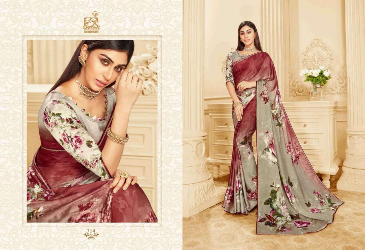 DAMORE VOL-16 BY VISHAL PRINTS 702 TO 719 SERIES INDIAN TRADITIONAL WEAR COLLECTION BEAUTIFUL STYLISH FANCY COLORFUL PARTY WEAR & OCCASIONAL WEAR SATIN GEORGETTE SAREES AT WHOLESALE PRICE