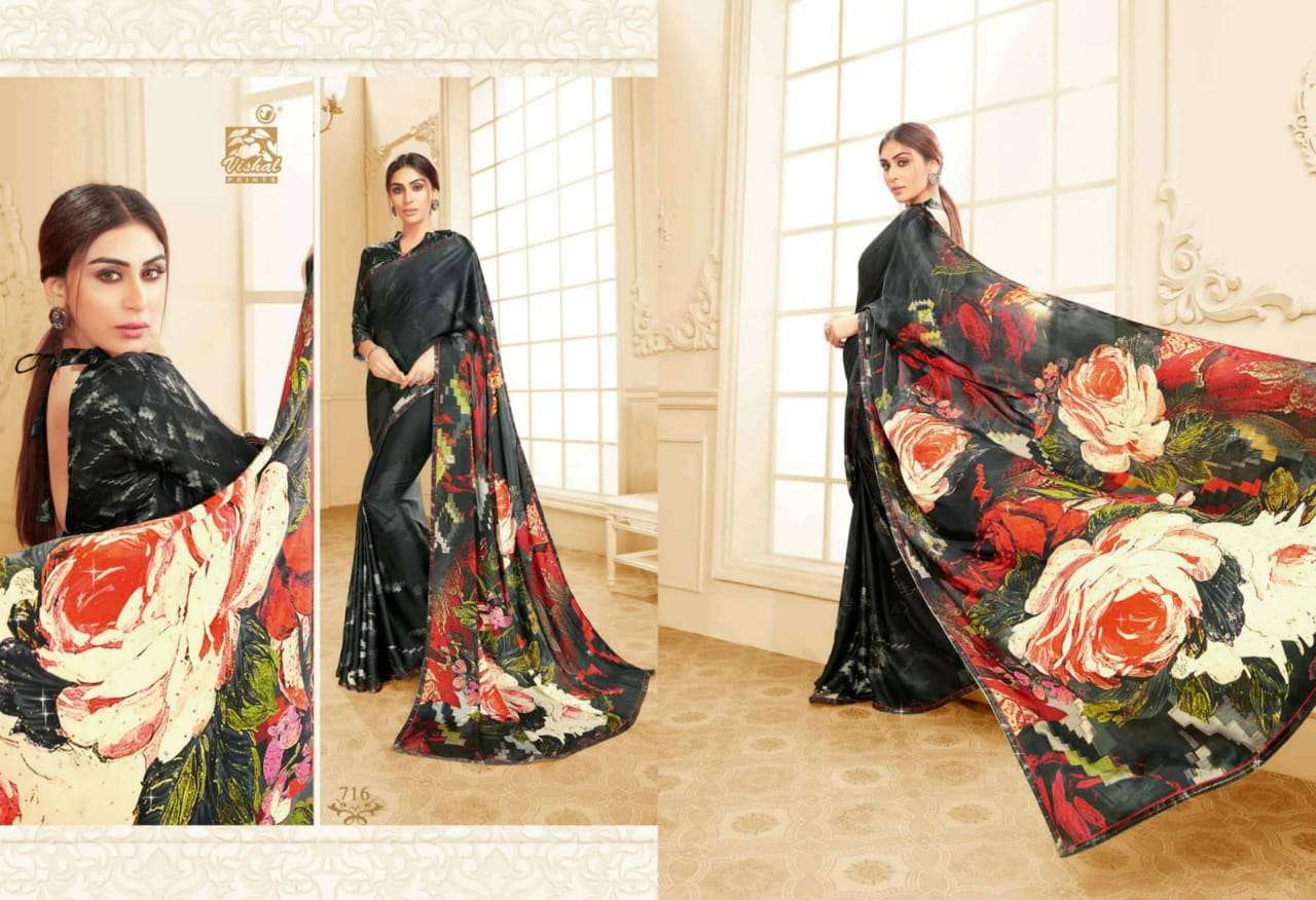 DAMORE VOL-16 BY VISHAL PRINTS 702 TO 719 SERIES INDIAN TRADITIONAL WEAR COLLECTION BEAUTIFUL STYLISH FANCY COLORFUL PARTY WEAR & OCCASIONAL WEAR SATIN GEORGETTE SAREES AT WHOLESALE PRICE