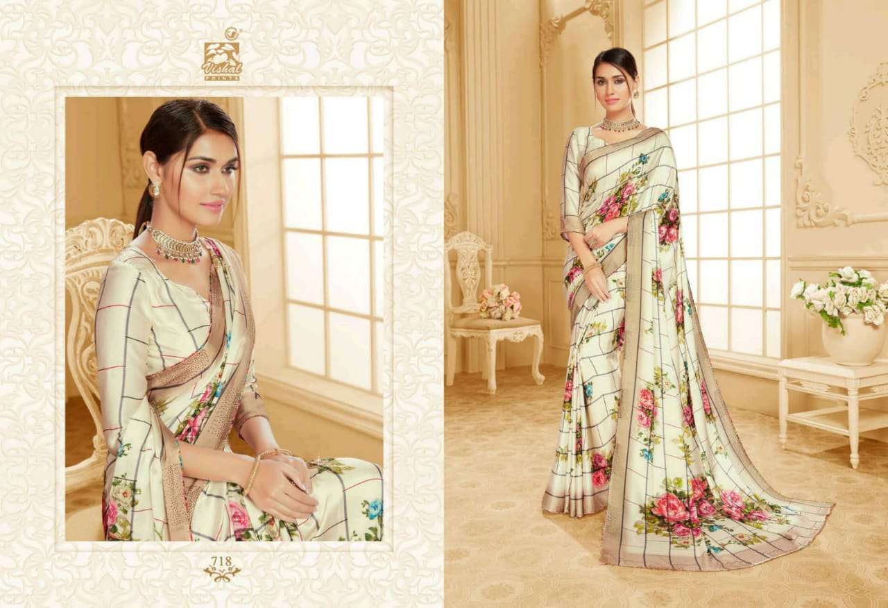 DAMORE VOL-16 BY VISHAL PRINTS 702 TO 719 SERIES INDIAN TRADITIONAL WEAR COLLECTION BEAUTIFUL STYLISH FANCY COLORFUL PARTY WEAR & OCCASIONAL WEAR SATIN GEORGETTE SAREES AT WHOLESALE PRICE