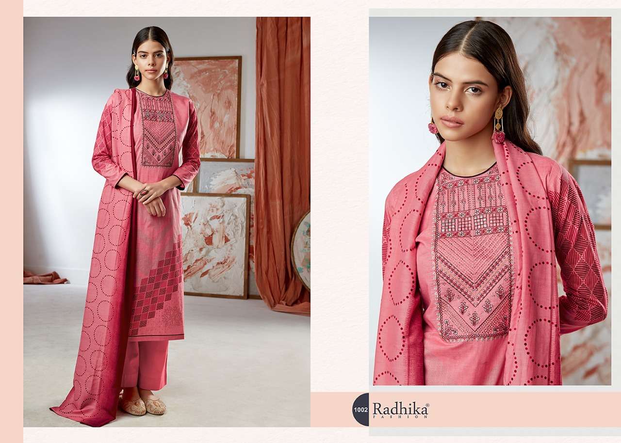 EMILY BY AZARA 1001 TO 1008 SERIES BEAUTIFUL SUITS COLORFUL STYLISH FANCY CASUAL WEAR & ETHNIC WEAR PURE CAMBRIC COTTON PRINT WITH EMBROIDERY WORK DRESSES AT WHOLESALE PRICE