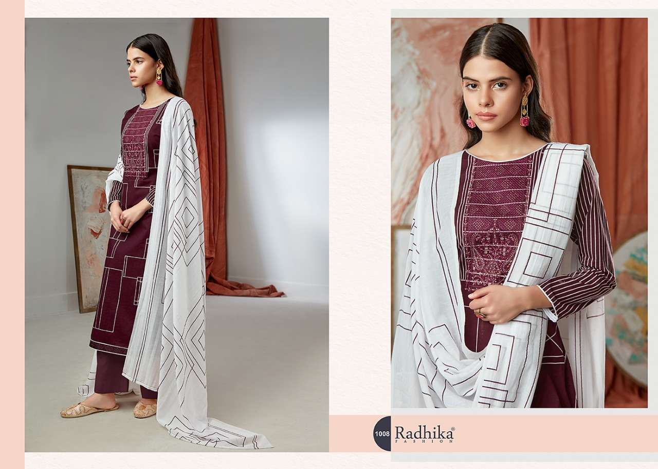 EMILY BY AZARA 1001 TO 1008 SERIES BEAUTIFUL SUITS COLORFUL STYLISH FANCY CASUAL WEAR & ETHNIC WEAR PURE CAMBRIC COTTON PRINT WITH EMBROIDERY WORK DRESSES AT WHOLESALE PRICE