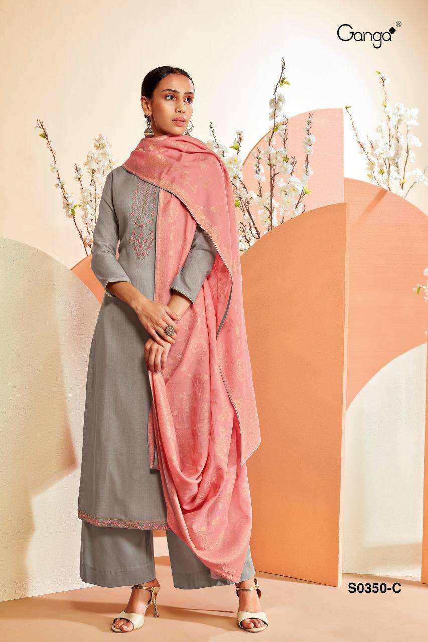 ORIN-350 BY GANGA FASHION 350-A TO 350-D SERIES BEAUTIFUL SUITS COLORFUL STYLISH FANCY CASUAL WEAR & ETHNIC WEAR FINEST COTTON EMBROIDERED DRESSES AT WHOLESALE PRICE