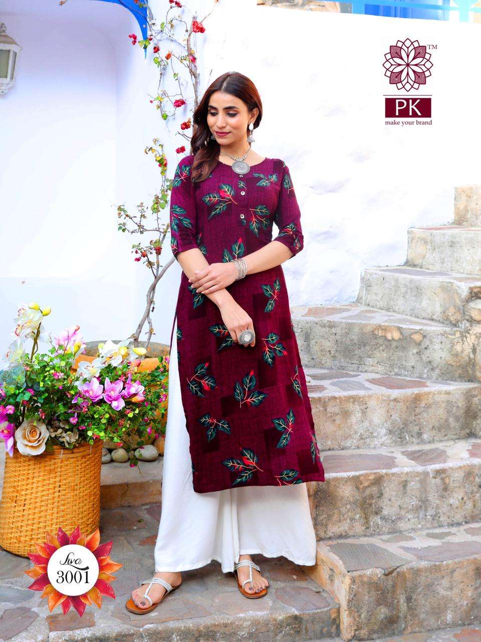 LIVA VOL-3 BY PK 3001 TO 3013 SERIES DESIGNER STYLISH FANCY COLORFUL BEAUTIFUL PARTY WEAR & ETHNIC WEAR COLLECTION HEAVY RAYON PRINT KURTIS AT WHOLESALE PRICE