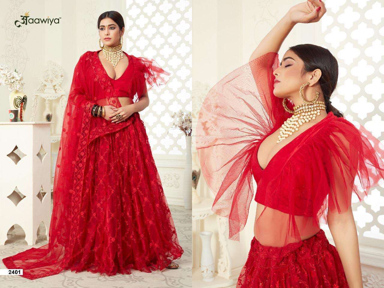 Inaayat Vol-1 By Aawiya 2401 To 2403 Series Beautiful Colorful Fancy Wedding Collection Occasional Wear & Party Wear Heavy Net Lehengas At Wholesale Price