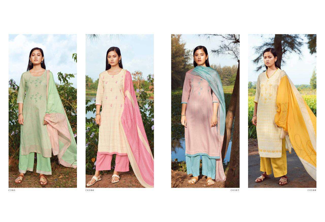 SADIRA BY GANGA FASHION 0385 TO 0390 SERIES BEAUTIFUL SUITS COLORFUL STYLISH FANCY CASUAL WEAR & ETHNIC WEAR SUPERIOR COTTON PRINT WITH EMBROIDERY DRESSES AT WHOLESALE PRICE