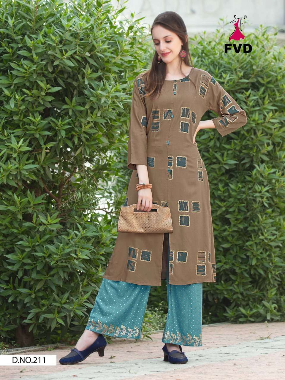 CLASSIC GOLD VOL-3 BY FVD 204 TO 211 SERIES DESIGNER STYLISH FANCY COLORFUL BEAUTIFUL PARTY WEAR & ETHNIC WEAR COLLECTION RAYON FOIL PRINT KURTIS WITH BOTTOM AT WHOLESALE PRICE