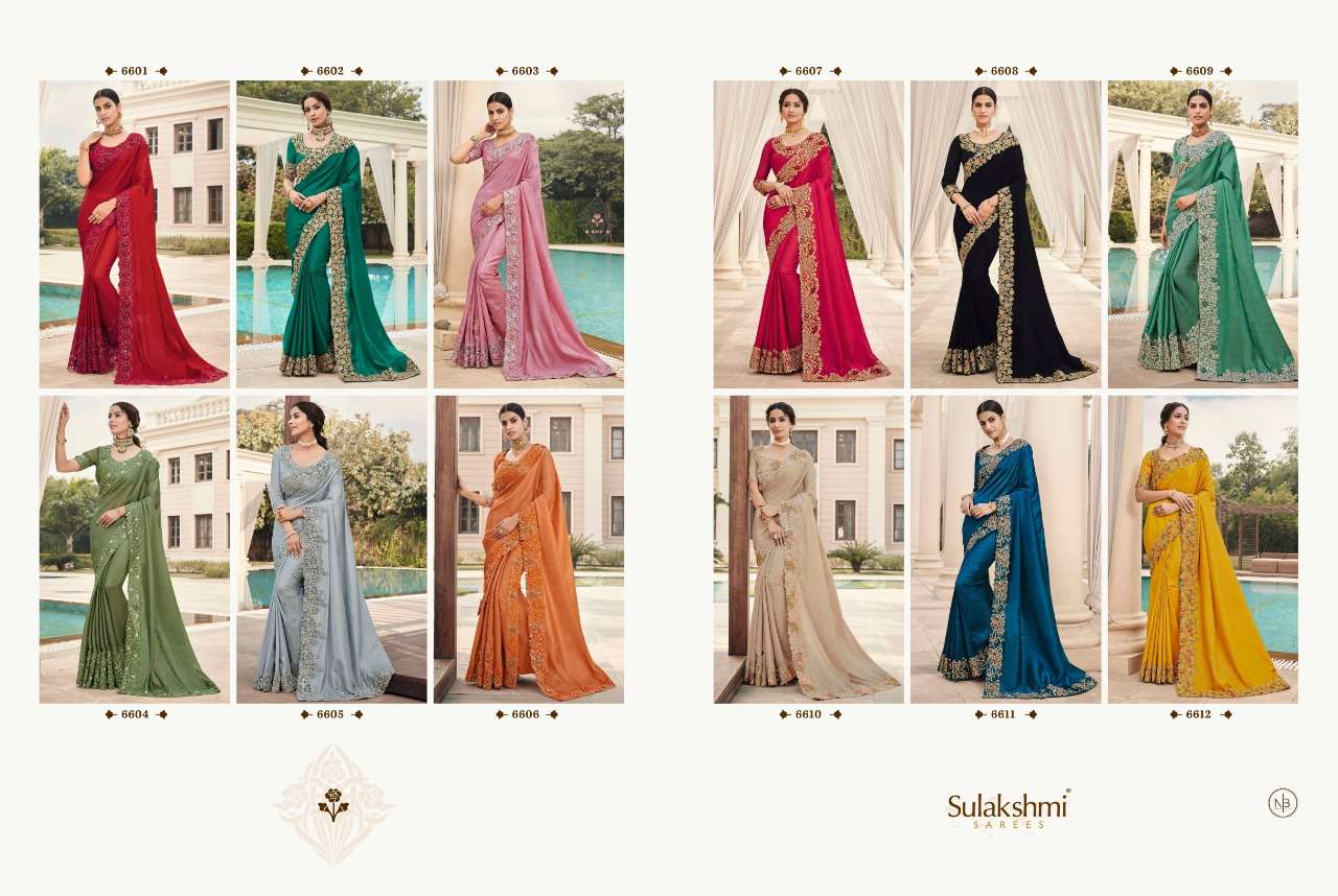 MOHANA BY SULAKSHMI 6601 TO 6612 SERIES INDIAN TRADITIONAL WEAR COLLECTION BEAUTIFUL STYLISH FANCY COLORFUL PARTY WEAR & OCCASIONAL WEAR FANCY SAREES AT WHOLESALE PRICE