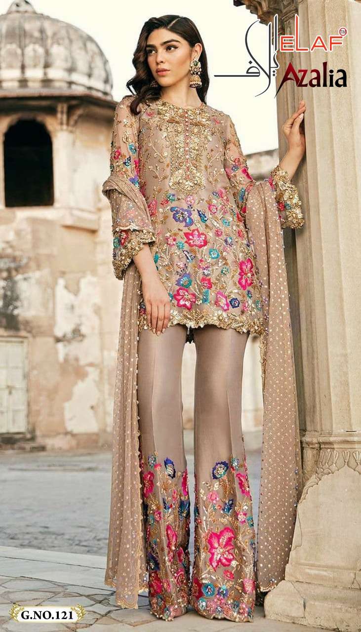 AZALIA BY ELAAF BEAUTIFUL STYLISH SUITS FANCY COLORFUL CASUAL WEAR & ETHNIC WEAR & READY TO WEAR HEAVY BUTTERFLY NET EMBROIDERY DRESSES AT WHOLESALE PRICE