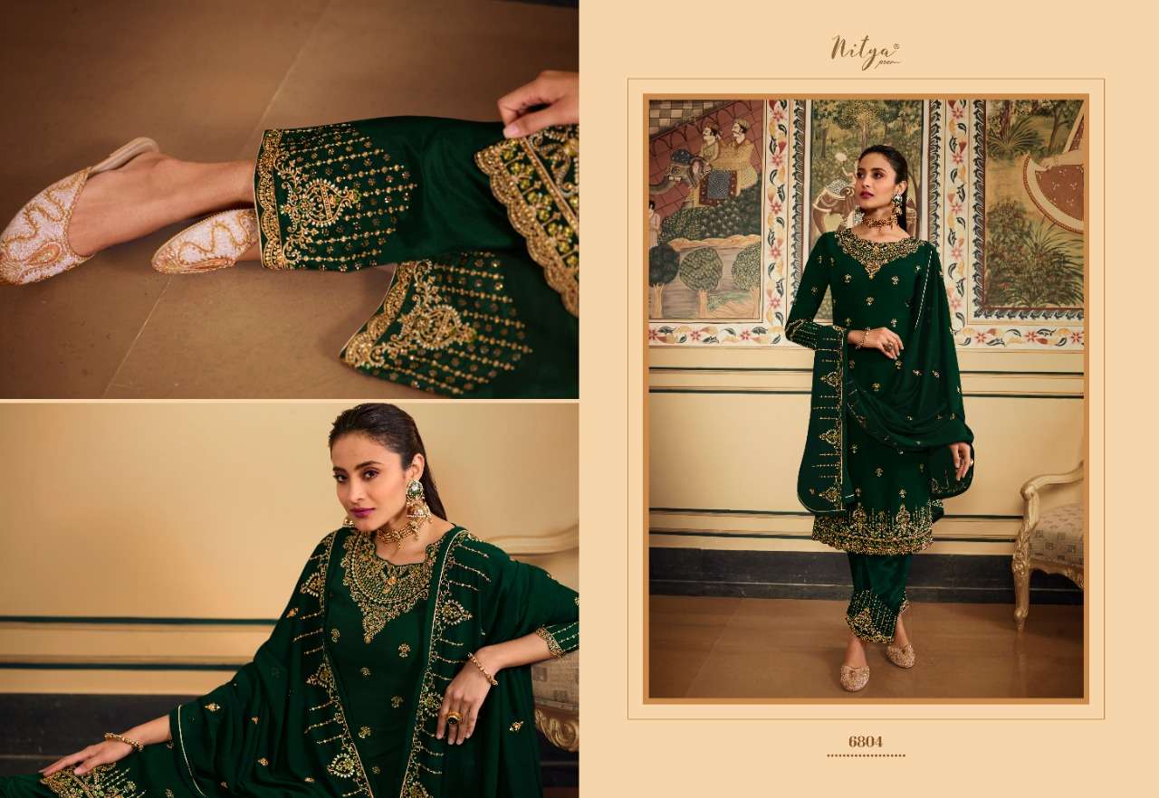 NITYA VOL-168 BY LT FABRICS 6801 TO 6806 SERIES BEAUTIFUL SUITS STYLISH FANCY COLORFUL PARTY WEAR & ETHNIC WEAR GEORGETTE WITH WORK DRESSES AT WHOLESALE PRICE