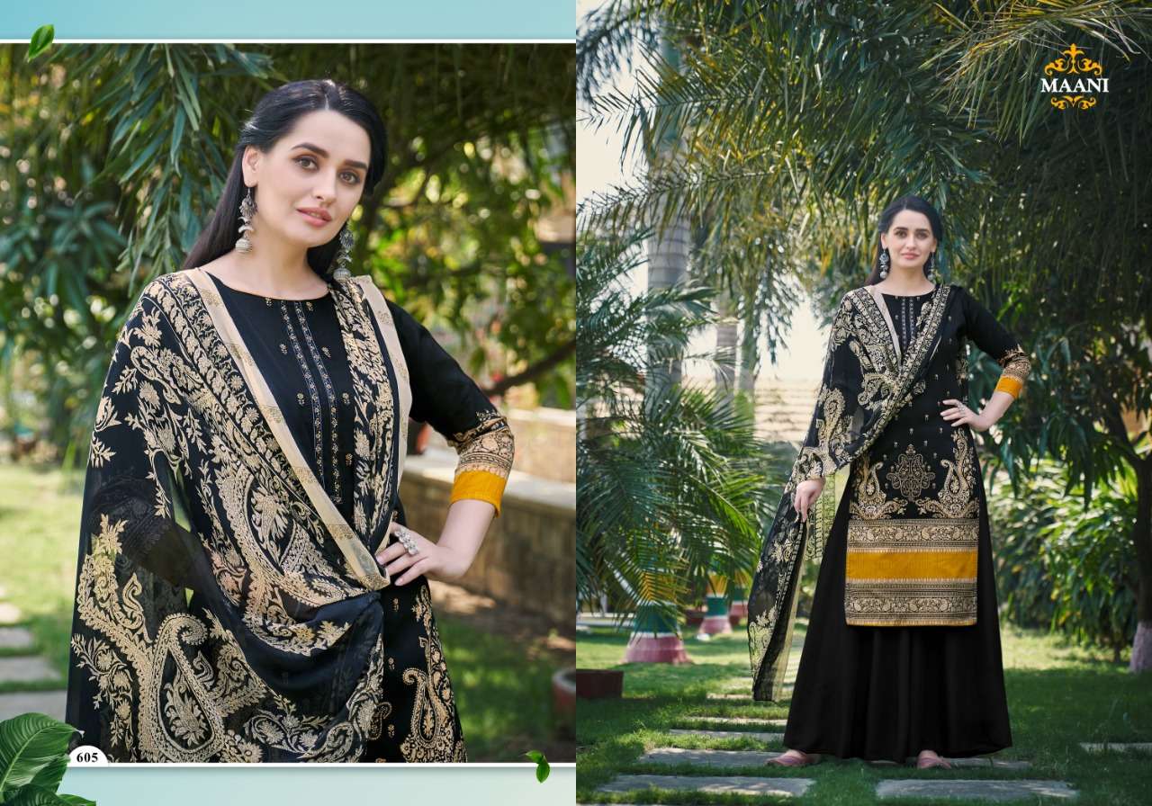 MAANI VOL-6 BY LAVINA 601 TO 606 SERIES BEAUTIFUL SUITS STYLISH FANCY COLORFUL PARTY WEAR & OCCASIONAL WEAR PURE JAM DIGITAL PRINT EMBROIDERED DRESSES AT WHOLESALE PRICE