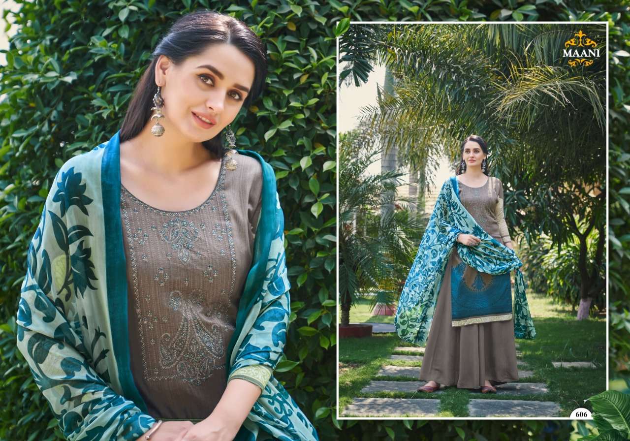 MAANI VOL-6 BY LAVINA 601 TO 606 SERIES BEAUTIFUL SUITS STYLISH FANCY COLORFUL PARTY WEAR & OCCASIONAL WEAR PURE JAM DIGITAL PRINT EMBROIDERED DRESSES AT WHOLESALE PRICE