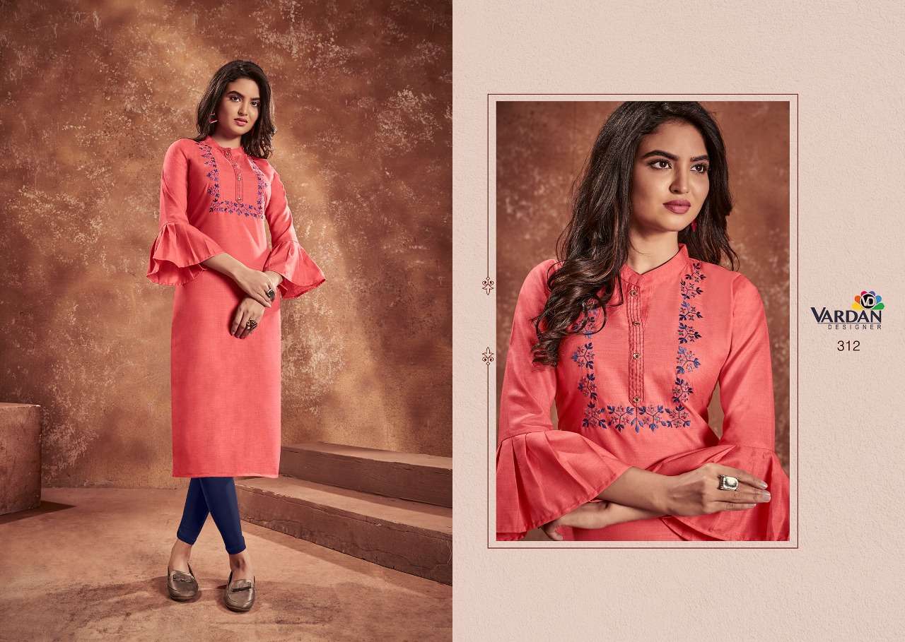 Cloud Vol-1 By Vardan Designer 311 To 315 Series Designer Beautiful Colorful Stylish Fancy Casual Wear & Ethnic Wear & Ready To Wear Cotton Embroidered Kurtis At Wholesale Price