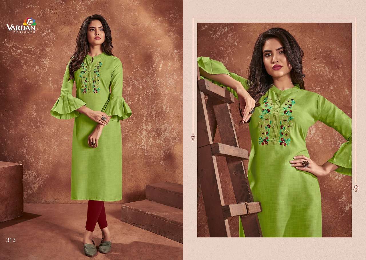 Cloud Vol-1 By Vardan Designer 311 To 315 Series Designer Beautiful Colorful Stylish Fancy Casual Wear & Ethnic Wear & Ready To Wear Cotton Embroidered Kurtis At Wholesale Price