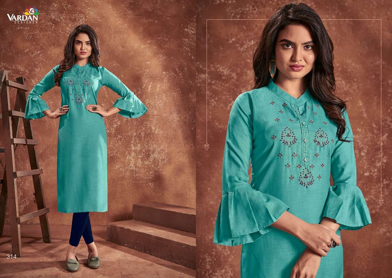 Cloud Vol-1 By Vardan Designer 311 To 315 Series Designer Beautiful Colorful Stylish Fancy Casual Wear & Ethnic Wear & Ready To Wear Cotton Embroidered Kurtis At Wholesale Price