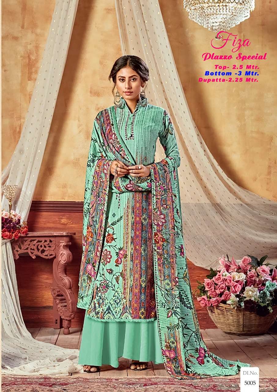 FIZA VOL-5 BY APANA COTTON 5001 TO 5010 SERIES DESIGNER SHARARA SUITS BEAUTIFUL STYLISH FANCY COLORFUL PARTY WEAR & OCCASIONAL WEAR COTTON PRINTED DRESSES AT WHOLESALE PRICE