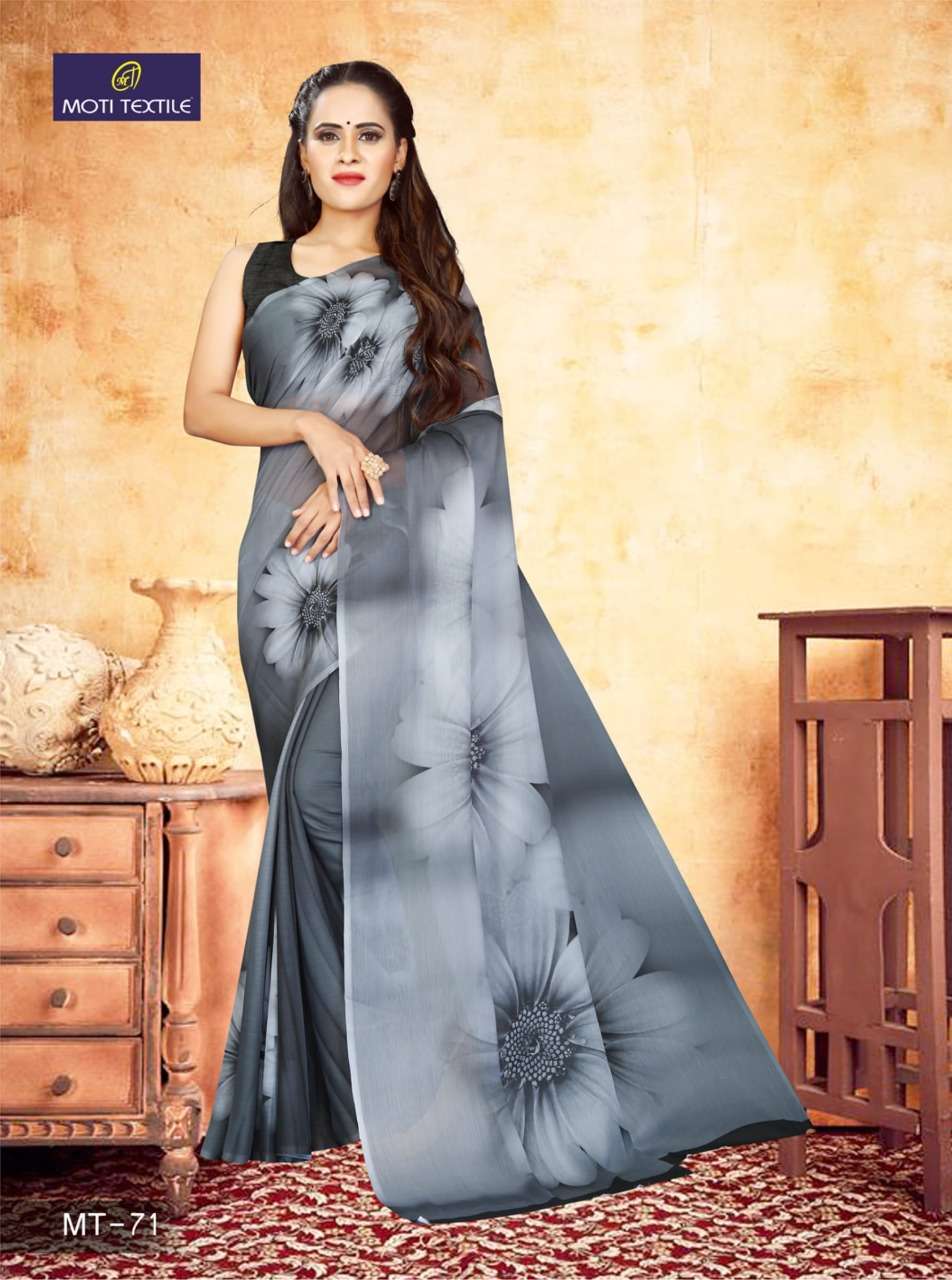 DAIZY CHIFFON BY MOTI TEXTILE INDIAN TRADITIONAL WEAR COLLECTION BEAUTIFUL STYLISH FANCY COLORFUL PARTY WEAR & OCCASIONAL WEAR CHIFFON DIGITAL PRINT SAREES AT WHOLESALE PRICE