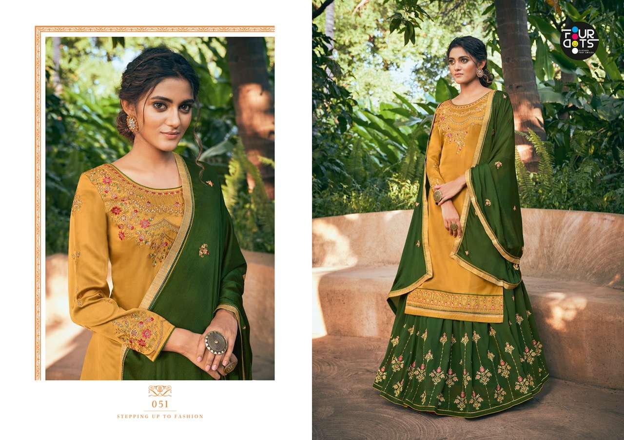 APSARA BY FOUR DOTS 051 TO 054 SERIES BEAUTIFUL STYLISH SUITS FANCY COLORFUL CASUAL WEAR & ETHNIC WEAR & READY TO WEAR PURE MODAL SATIN EMBROIDERED DRESSES AT WHOLESALE PRICE