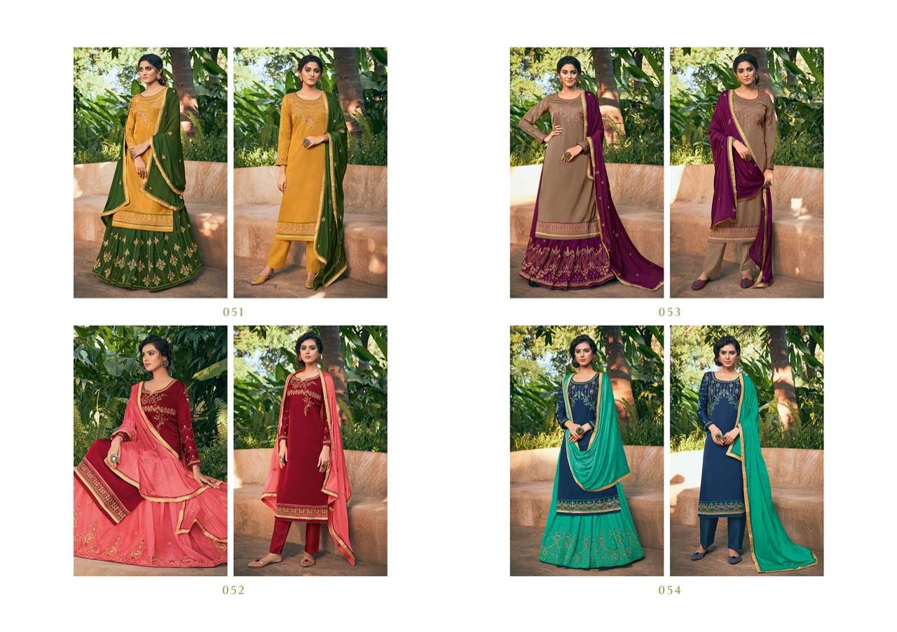 APSARA BY FOUR DOTS 051 TO 054 SERIES BEAUTIFUL STYLISH SUITS FANCY COLORFUL CASUAL WEAR & ETHNIC WEAR & READY TO WEAR PURE MODAL SATIN EMBROIDERED DRESSES AT WHOLESALE PRICE