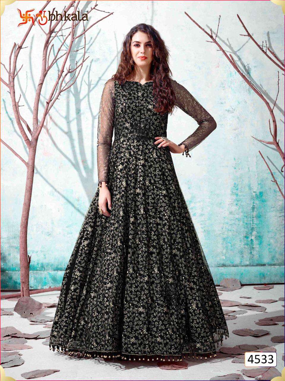 Flory Vol-13 By Shubhkala 4531 To 4538 Series Designer Wedding Collection Beautiful Stylish Fancy Colorful Party Wear & Occasional Wear Net Embroidered Gowns At Wholesale Price
