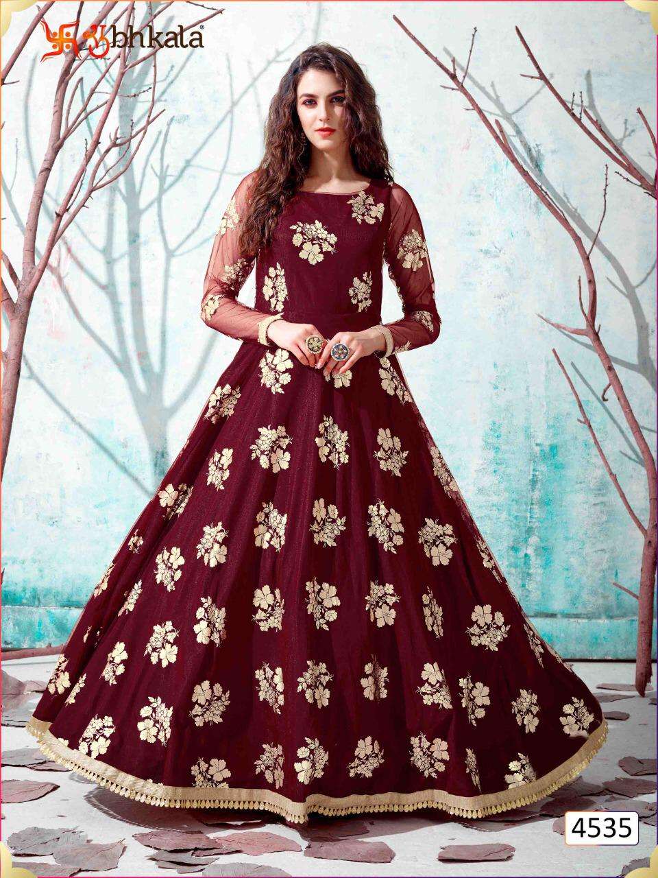 Flory Vol-13 By Shubhkala 4531 To 4538 Series Designer Wedding Collection Beautiful Stylish Fancy Colorful Party Wear & Occasional Wear Net Embroidered Gowns At Wholesale Price