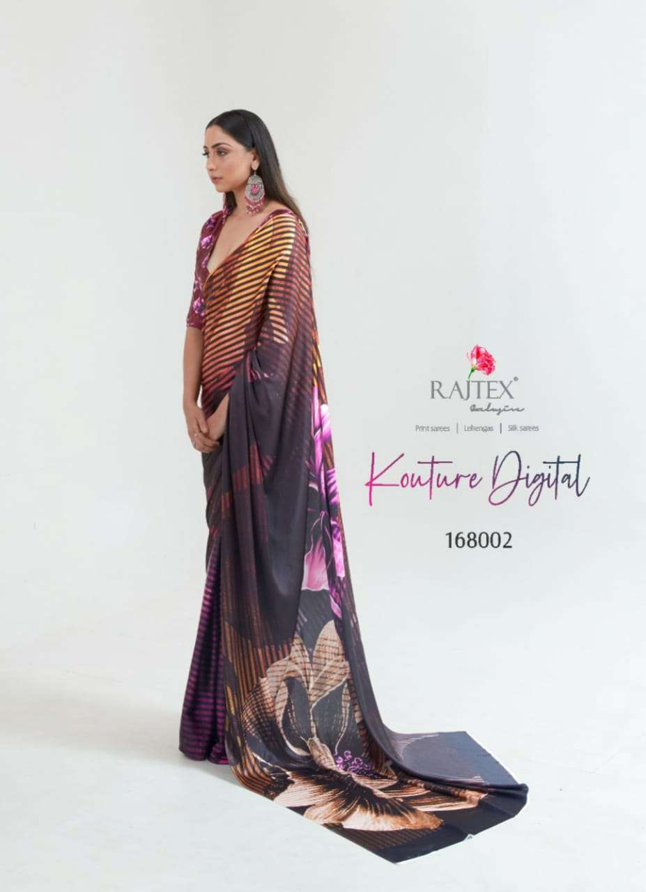 Kouture Digital By Raj Tex 168001 To 168009 Series Indian Traditional Wear Collection Beautiful Stylish Fancy Colorful Party Wear & Occasional Wear Japan Satin Digital Print Sarees At Wholesale Price