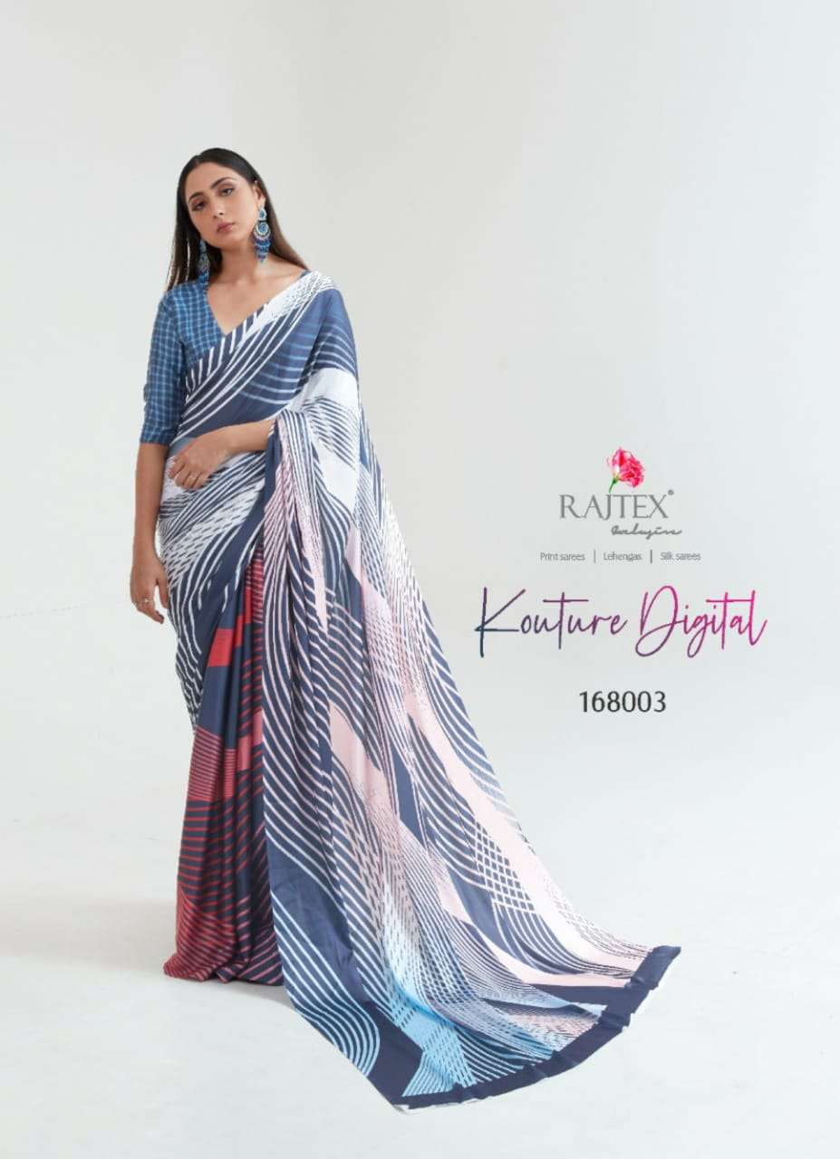 Kouture Digital By Raj Tex 168001 To 168009 Series Indian Traditional Wear Collection Beautiful Stylish Fancy Colorful Party Wear & Occasional Wear Japan Satin Digital Print Sarees At Wholesale Price