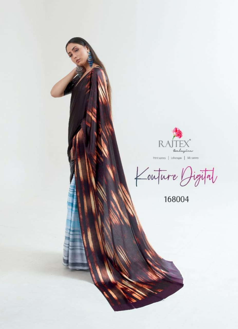 Kouture Digital By Raj Tex 168001 To 168009 Series Indian Traditional Wear Collection Beautiful Stylish Fancy Colorful Party Wear & Occasional Wear Japan Satin Digital Print Sarees At Wholesale Price