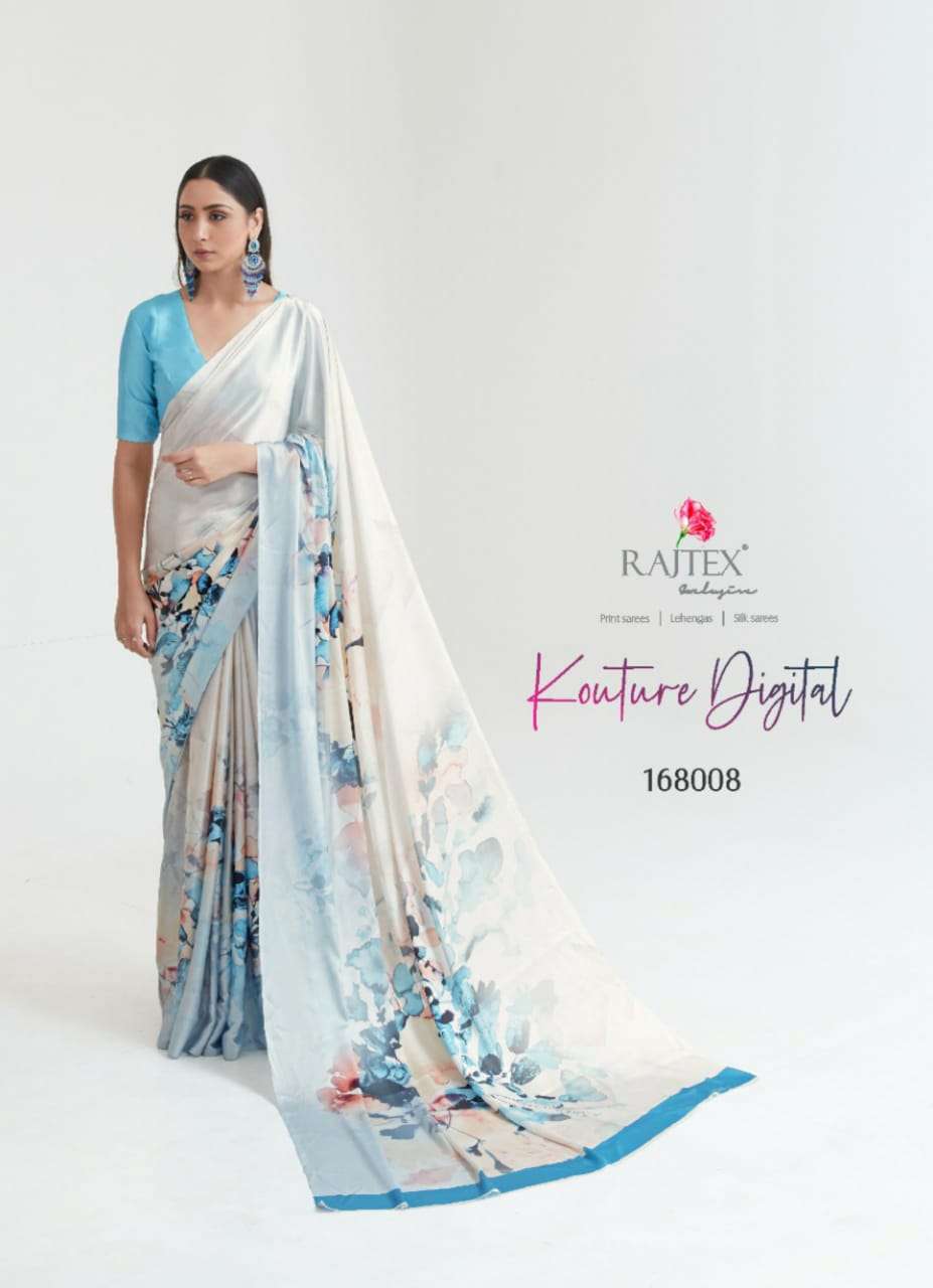 Kouture Digital By Raj Tex 168001 To 168009 Series Indian Traditional Wear Collection Beautiful Stylish Fancy Colorful Party Wear & Occasional Wear Japan Satin Digital Print Sarees At Wholesale Price