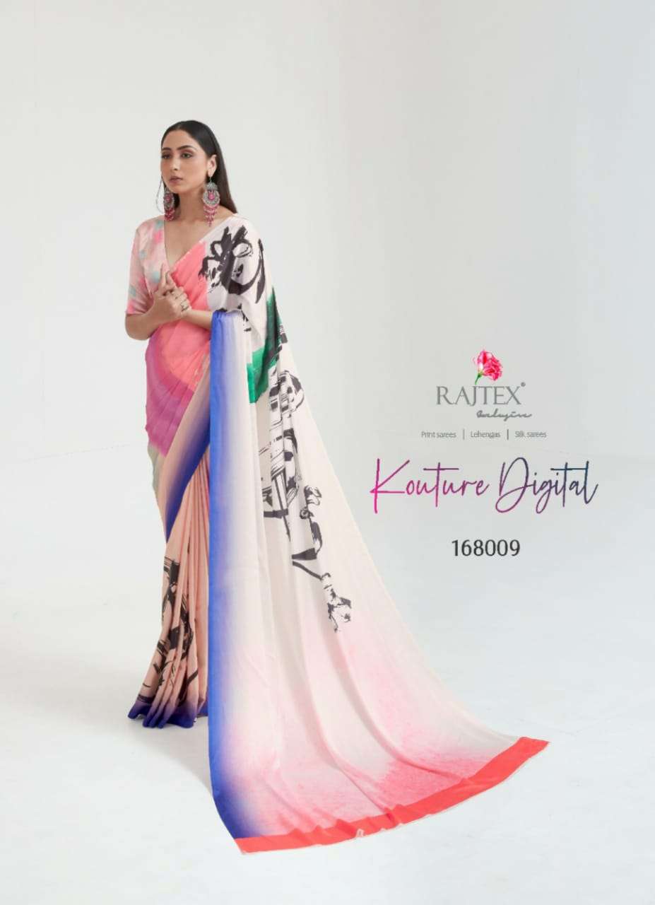 Kouture Digital By Raj Tex 168001 To 168009 Series Indian Traditional Wear Collection Beautiful Stylish Fancy Colorful Party Wear & Occasional Wear Japan Satin Digital Print Sarees At Wholesale Price