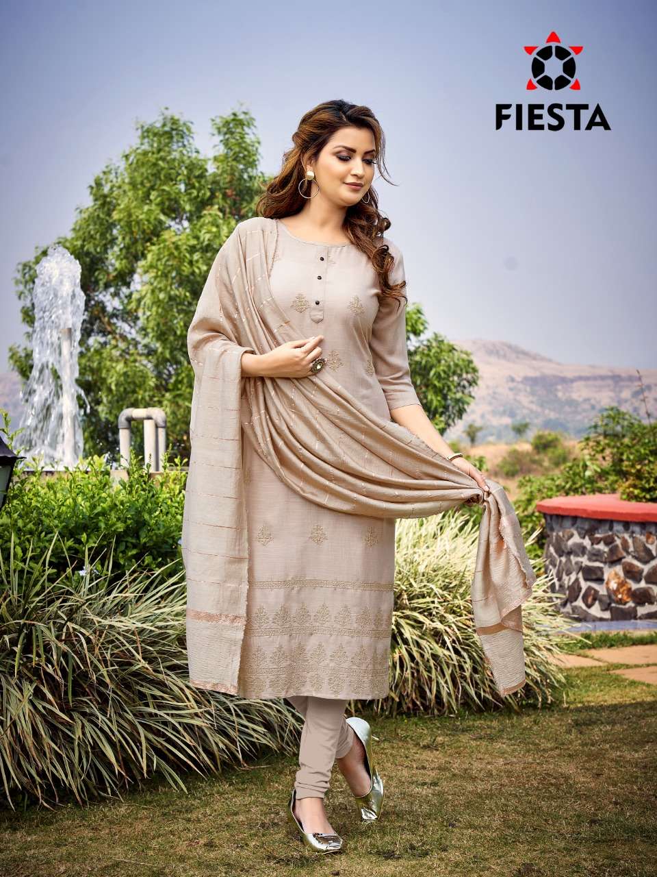 HARLEY BY FIESTA 24001 TO 24007 SERIES DESIGNER STYLISH FANCY COLORFUL BEAUTIFUL PARTY WEAR & ETHNIC WEAR COLLECTION RAYON SLUB EMBROIDERY KURTIS WITH DUPATTA AT WHOLESALE PRICE