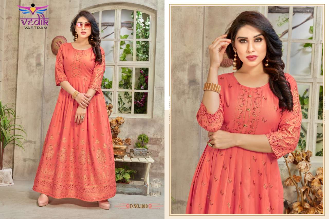 GOLDEN CITY VOL-2 BY VEDIK VASTRAM 1007 TO 1012 SERIES DESIGNER STYLISH FANCY COLORFUL BEAUTIFUL PARTY WEAR & ETHNIC WEAR COLLECTION RAYON PRINT GOWNS AT WHOLESALE PRICE